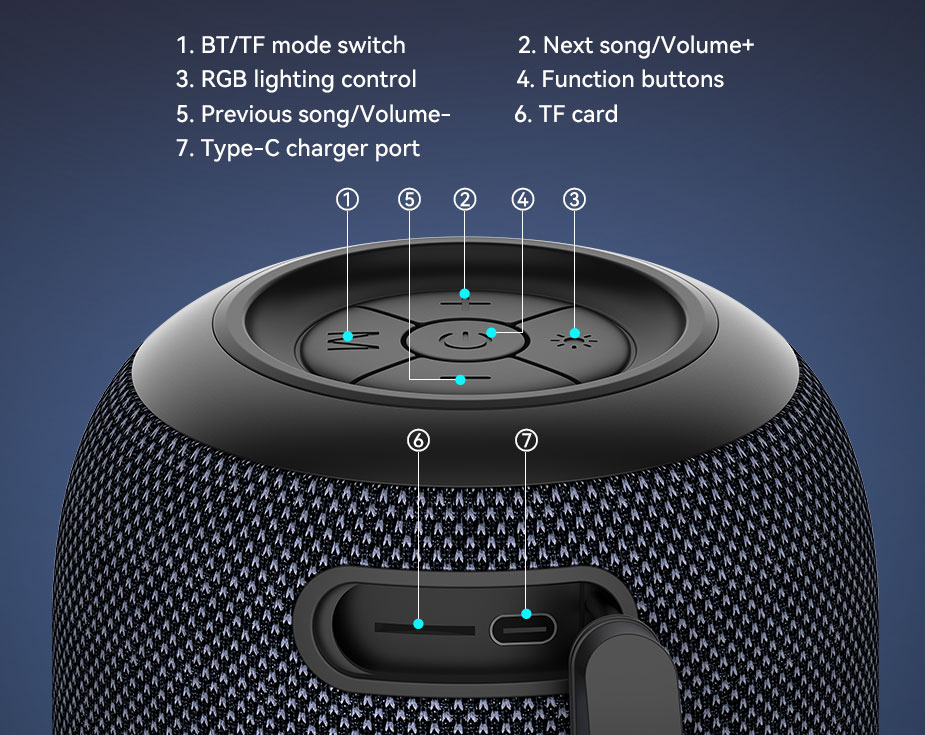 BWOO BO-BS88 Wireless RGB Lighting Portable Speaker