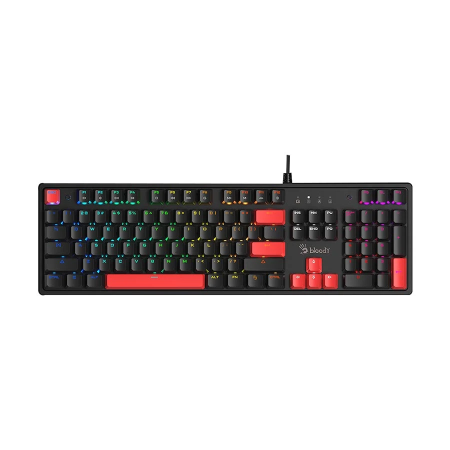 A4 TECH BLOODY S520N RGB MECHANICAL BLMS HOT-SWAPPABLE RED SWITCH USB FIRE BLACK GAMING KEYBOARD